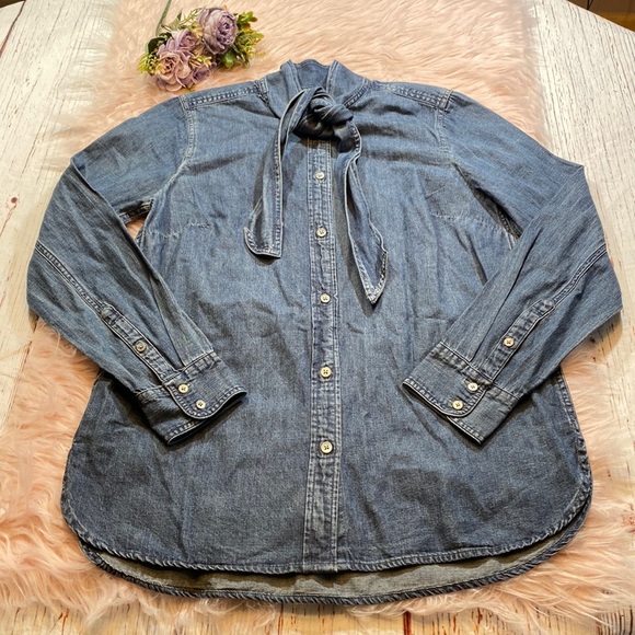 J. Crew Tops - NWT J. Crew Classic-fit Chambray Bow Shirt sz S